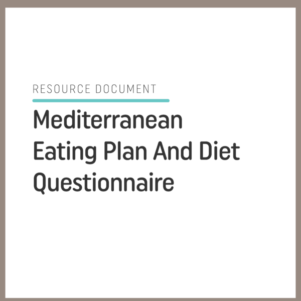 Mediterranean Eating Plan And Diet Questionnaire